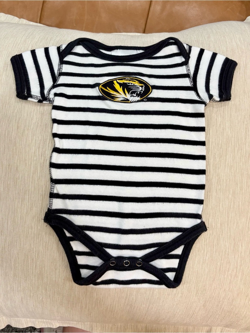 University of Missouri Mizzou Tigers Black & White Striped Baby One-Piece 6 mos
